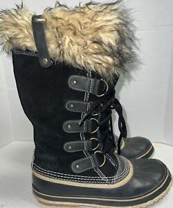 Sorel Joan Of Ark Tall Leather/Faux Fur Winter Boots Woman's Size 10 Waterproof 