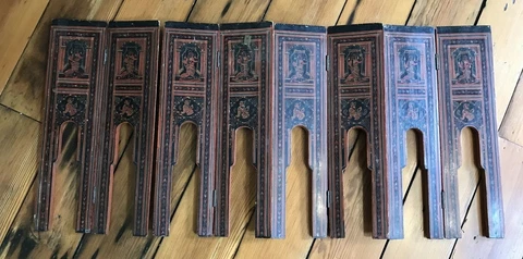 Vtg Antique Asian Chinese Lacquer Lacquerware Wood Table Legs Needs Repair Cover