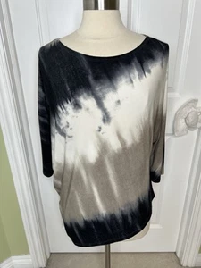 Clara Sun Woo Brown Gray Ombre Asymmetrical Short Dolman Sleeve Stretchy Top S - Picture 1 of 7