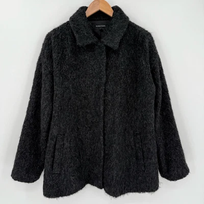 Eileen Fisher Alpaca Wool Blend Brushed Short Coat Women Medium Black Grey - Image 1 of 4