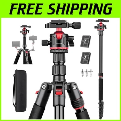 Heavy Duty 78" Travel Tripod for DSLR and Spotting Scope - Lightweight Design - Image 1 of 4