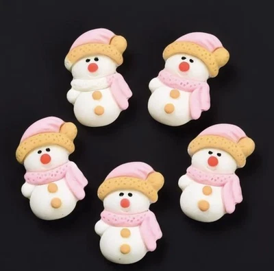 10 piezas Cabujones Muñeco de Nieve Resina 25x16x8 mm Bufanda Rosa y Nariz Roja Espalda Plana Foto 1 de 3