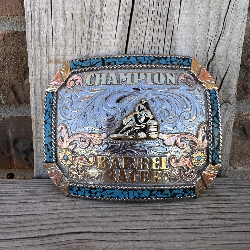 Пряжка для ремня в стиле ковбойского трофея родео с бочонком гонщика - Изображение 1 из 1