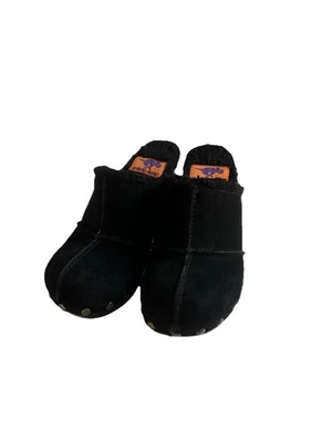 Rocket Dog Faux Fur Lined Black Suede Platform Chunky Mules Clogs Women Size 8 - Image 1 of 4