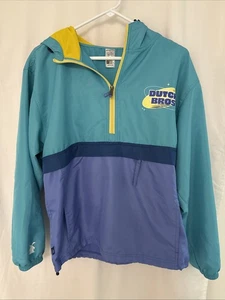 Dutch Bros Anorak Jacke Damen Medium Color Block Windbreaker Retro Logo Hoodie - Bild 1 von 13