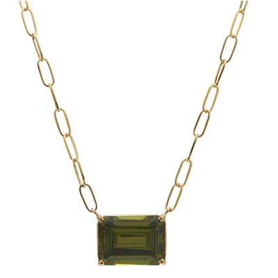 12.00Ct Natural Peridot 14K Solid Yellow Gold Necklace - Image 1 of 4