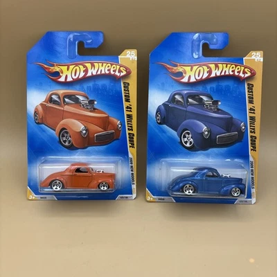 Hot Wheels 2009 New Models Custom 41 Willys Coupe Lot of 2 Blue And Orange F20 - Image 1 of 4