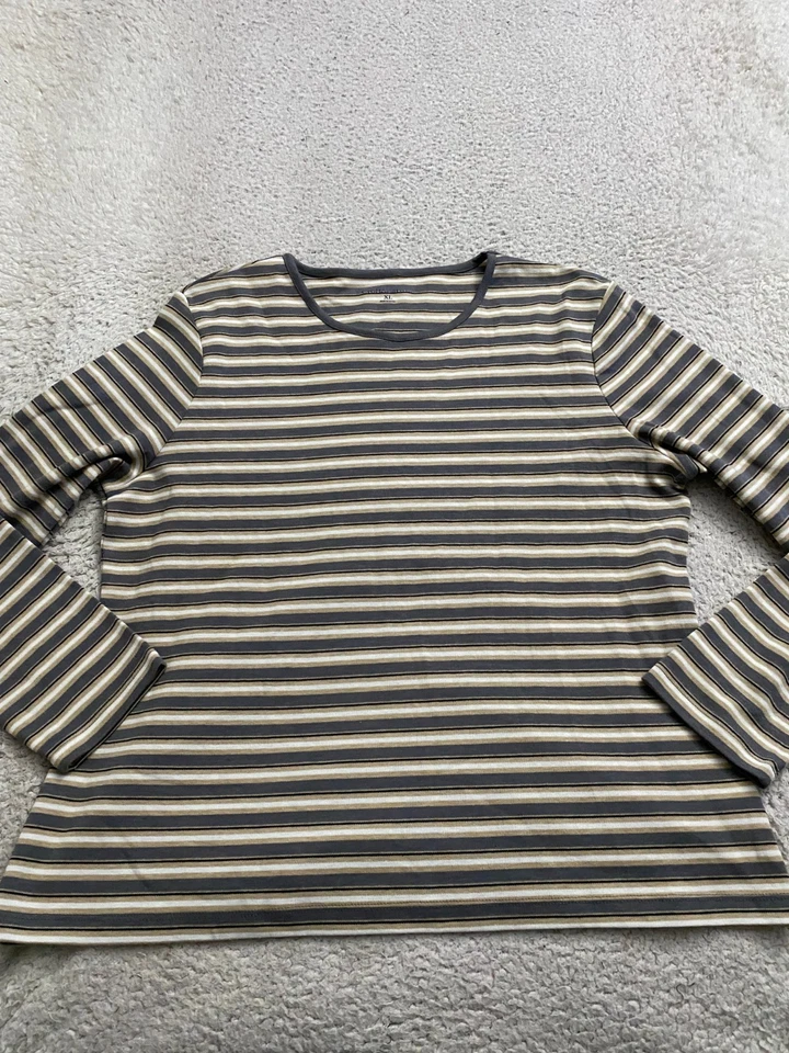 Camiseta Croft & Barrow feminina listrada manga longa gola redonda multicolorida tamanho GG - Imagem 1 de 4