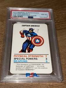 Marvel Superheroes 1977 Capitán América Top Trumps Juego de Cartas PSA 8 Casi Nuevo-Como Nuevo ¡Raro! - Imagen 1 de 4