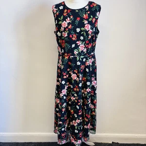 Hobbs Rosella Dress Size 14 Navy Blue Floral Embroidered Occasion Wedding - Picture 1 of 12