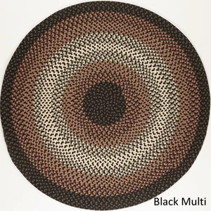 Norfolk Flat-braided Indoor/ Outdoor Rug Black Multi 4 ft x 4 ft - Picture 1 of 5