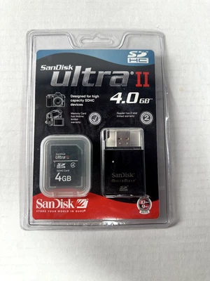SanDisk Ultra II SD HC  4GB Memory Card And Reader New In Box Sealed - Image 1 of 2