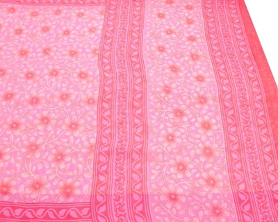 Tela de sari floral estampada de gasa pura chatarra púrpura claro de colección Sushila Foto 1 de 4