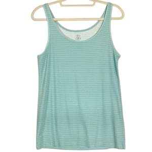 Neu ohne Etikett Loft blau/weiß bedrucktes Tanktop, Large, 100 % Baumwolle - Bild 1 von 6