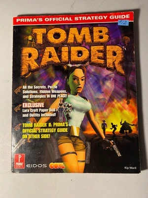 Tomb Raider I & II Prima Official Strategy Guide PS1 w/ Laura Croft Paper Doll - Image 1 of 4
