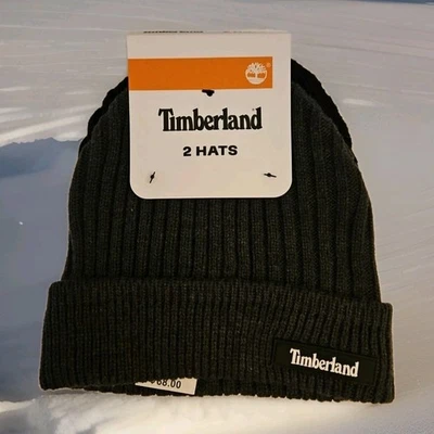 Timberland Hombre Puños Acanalados Conjunto De 2 Gorros Invierno Gris Oscuro Y Negro Talla Única Foto 1 de 4