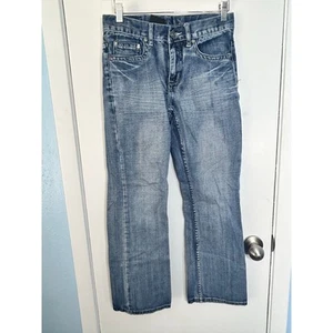 Helix Jeans Boys Size 12 Slim Bootcut Embroidered Crosses Skater Grunge - Picture 1 of 10