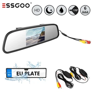 4.3" LCD Kabellos Rückspiegel Monitor Rückfahrkamera IR Nummernschild Nachtsicht - Bild 1 von 12