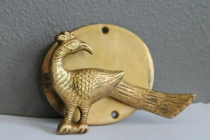 Mid Century Door Knocker Vintage Front door Hardware Solid Brass Peacock Birds - Picture 1 of 11