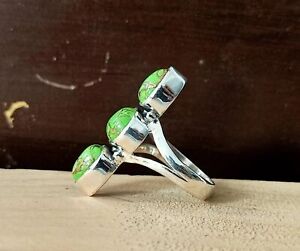 Green Copper Turquoise  handmade Designer Ring 925 Silver All Size Available