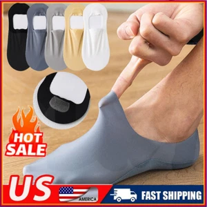 Men Invisible Ice Silk Socks No Show Short Thin Breathable Ankle Hosiery Summer - Picture 1 of 26