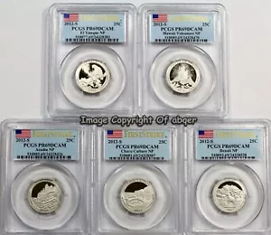 2012 S CLAD AMERICA THE BEAUTIFUL QUARTER SET PCGS PR69DCAM FIRST STRIKE BOX FS - Picture 1 of 4