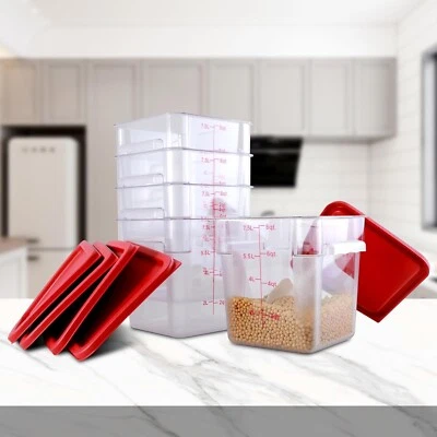 CMI 5pcs 8 Qt Commercial Plastic Grade Square Food Storage Containers with Lids - Image 1 of 4