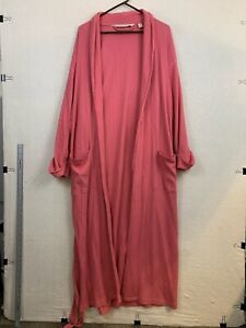 Victoria’s Secret long elegant robe Pink tie belt patch pockets Size Medium