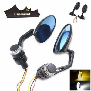 US Universal Motorcycle Bike 7/8" Handle Bar End Rearview Mirrors Turn Signals