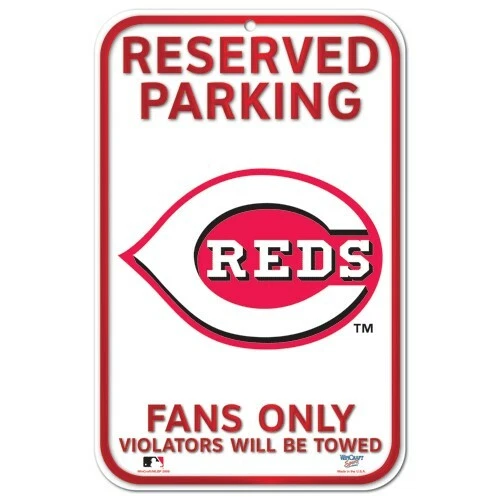 CINCINNATI REDS FANS ONLY 11"X17" PLASTIC SIGN DURABLE POSTER MLB LICENSED - Image 1 of 1