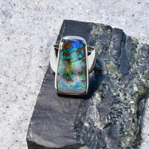 Boulder Opal Ring, 925er Silber, Edelsteinring (22019), Edelsteinschmuck - Bild 1 von 3