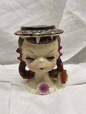 Vintage 1950’s Napco Lady Head Vase Japan Without Umbrella “as Is”