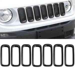 7X Front Grille Grill Inserts Cover Trim Frame For Jeep Renegade 2015-2017 ABS - Foto 1 di 9