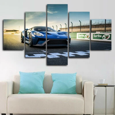 Póster de arte de pared con impresión en lienzo de 5 paneles Super Car Racing Track decoración del hogar Foto 1 de 4