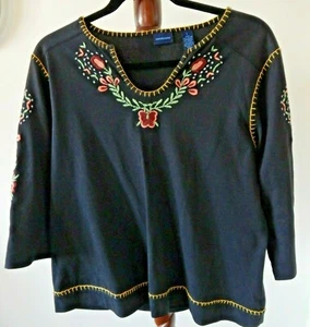 Pulóver para mujer Westbound Floral Bordado Mangas 3/4 Negro Talla L - Imagen 1 de 5
