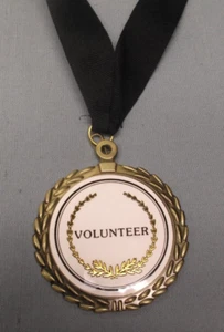 VOLUNTEER gold medal award black neck ribbon 2 1/2" diameter - Picture 1 of 1