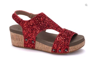 Zeppa donna in sughero rinfrescante rossa grossa glitter taglia 9 nuova senza scatola - Foto 1 di 7