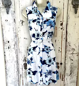 Levi's Size Girls Size Large Blue White Floral Collared Summer Casual Dress - Picture 1 of 11