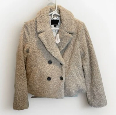 Abrigo beige pequeño Bannana Republic de piel de oveja para mujer Foto 1 de 2