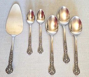Versailles by MSI 6 piece Serving Spoons Pie Server Japan Stainless Vtg Rose - Picture 1 of 9