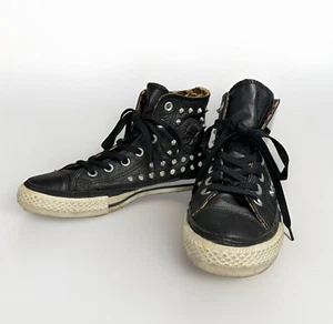 Converse Leather Shoe Black With Silver Metal Studs Spikes Size 7.5 Women - Picture 1 of 7