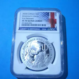 2024 G.BRITIAN S2£ BRITANNIA & LIBERTY NGC PF70 ULTRA CAMEO (FIRST RELEASES) - Picture 1 of 5