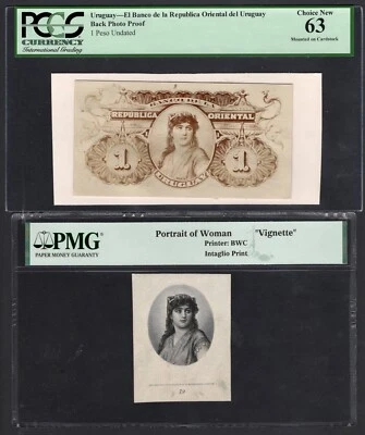 Uruguay Portrait On The Reverse of 1 Peso Unissued Design PUNL Vignette/Photo - Image 1 of 2