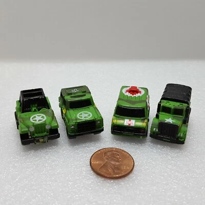 Lote (4) Micro Máquinas 1987 Galoob Verde Militar Camuflaje Jeep Blazer Van Transporte Foto 1 de 4