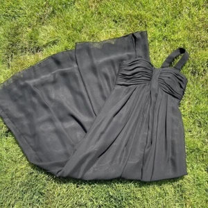 Vtg 90s Black Velvet Empire Waist Sheer Metaillic Prom Dress Goth Size Small - Picture 1 of 6