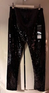 New Sequin Pants Trousers Holiday All Over Black Sequins Size: S (4-6) Tall -NWT - Picture 1 of 12