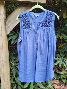 Market & Spruce Women Top Shirt Blouse Size Large Blue Tank Cutout NWOT - Picture 1 of 6