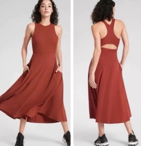 Athleta Winona Midi Support Dress Russet Brown Size Medium NWT - Picture 1 of 4