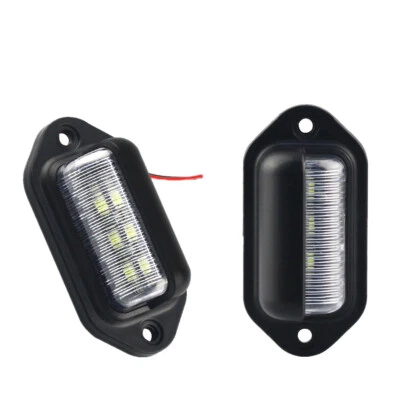 6LED Car Light White Licence Plate Lamp 5W 6500K 12-24V 2Pcs 66x33mm Waterproof - Image 1 of 4