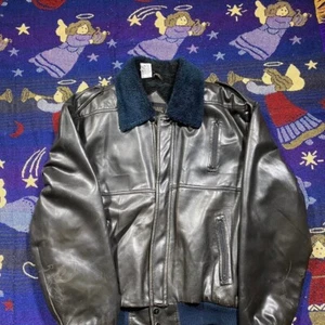 Vintage 80's Air Force black replica Zip Up Leather Jacket. - Bild 1 von 5